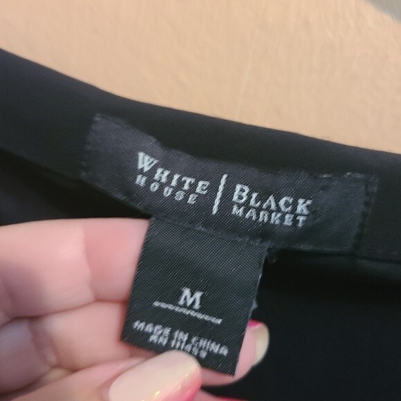 White House Black Market Black Dress with Gold Accents - Picture 5 of 7